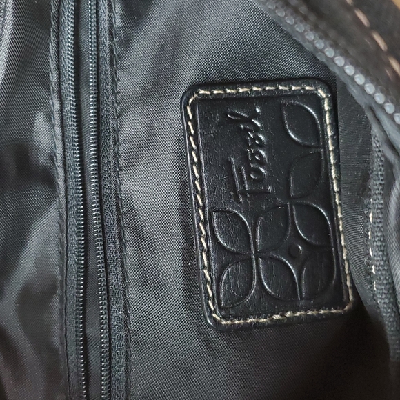 FOSSIL Medium size adjustable strap handbag with coffee brown and black pattern - Picture 10 of 11